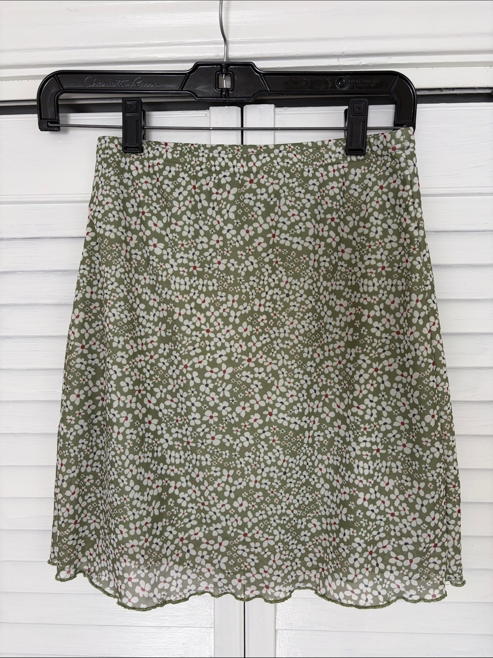 Olive Floral A-Line Mini Skirt